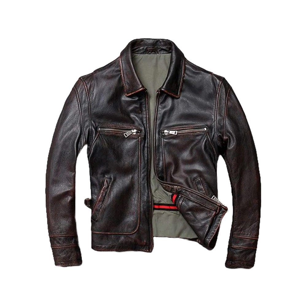 Men's Black Vintage Cowhide Leather Jacket