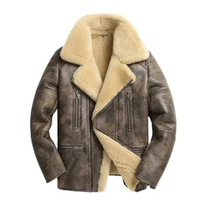 Men’s Brown Winter Fur Shearling Leather Coat