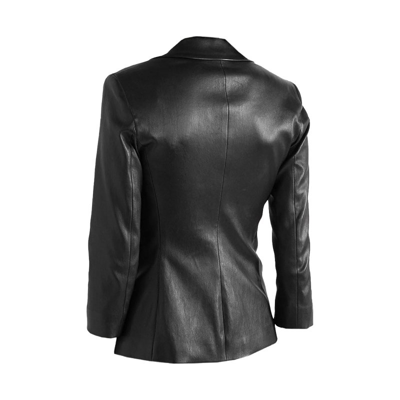 Women's Black Fitted Single Breasted Blazer Jacket - Image 2