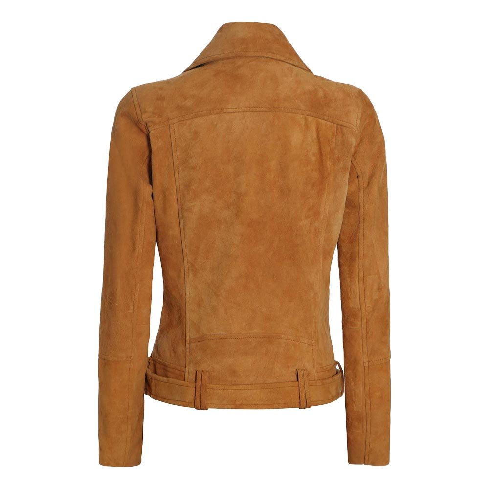 Women's Brown Suede Moto Jacket - Image 2