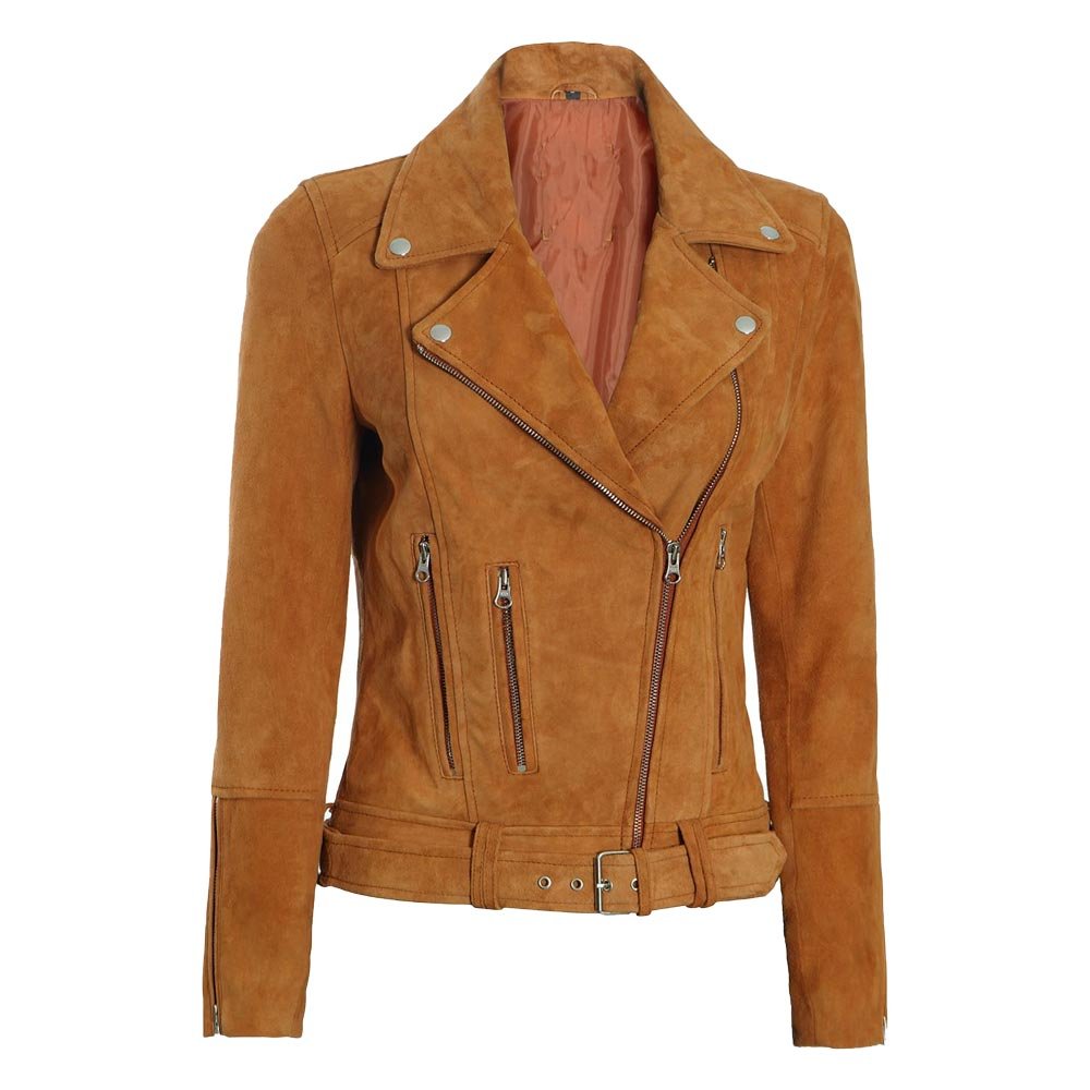 Women's Brown Suede Moto Jacket