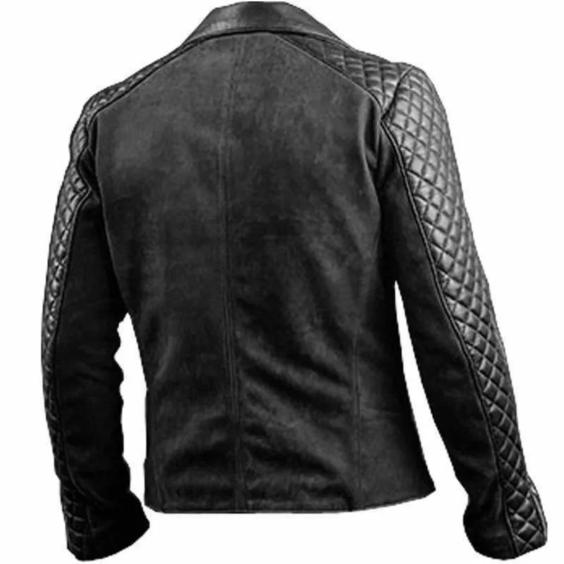 Men's Stylish Cafe Racer Black Leather Jacket - Image 2
