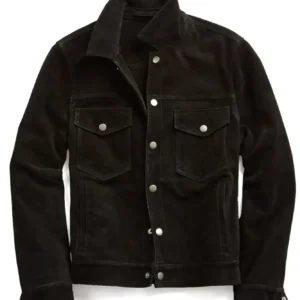 Men’s Black Suede Trucker Leather Jacket